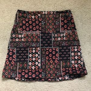 high waisted patterned skirt